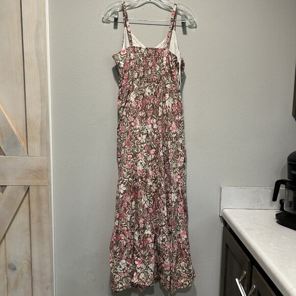 Rachel Zoe Womens Sundress 8 Tiered Floral Maxi Boho Cottagecore Smocked Crochet - Picture 1 of 8